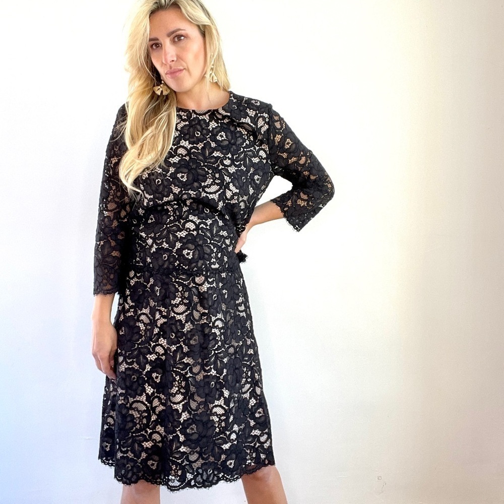 Kate Spade Black and Nude Lace Skirt and Top Set
